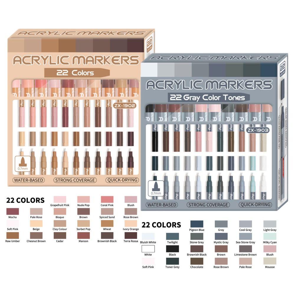 22 цвета акриловые маркеры для рисования, набор маркеров для раскрашивания, для дерева, холста, камня, стекла