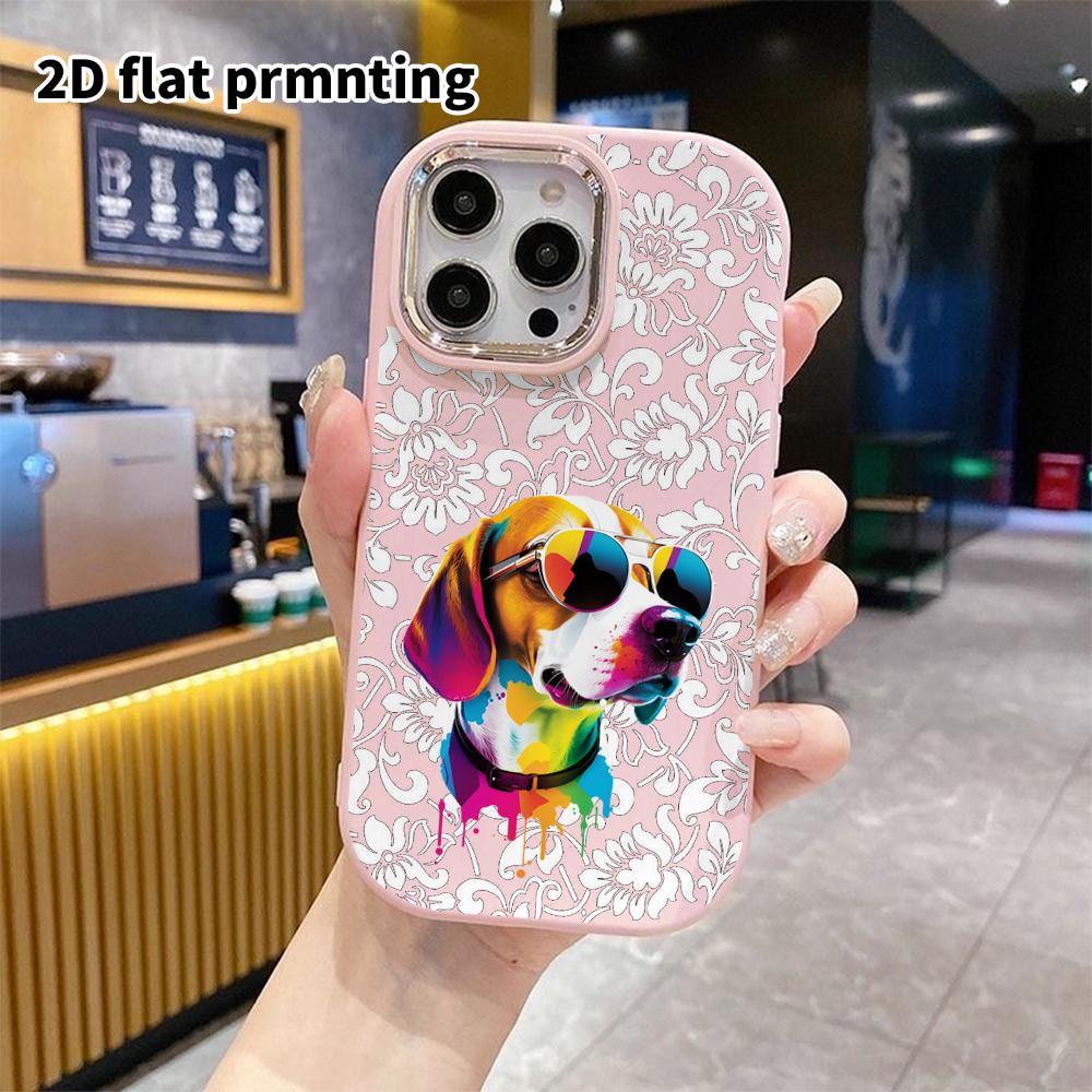 Phone case: 2D flat design suitable for iPhone 18 17 16 15 14 13 Pro protective case, couple style, ink splash trendy dog, Christmas and Halloween gif