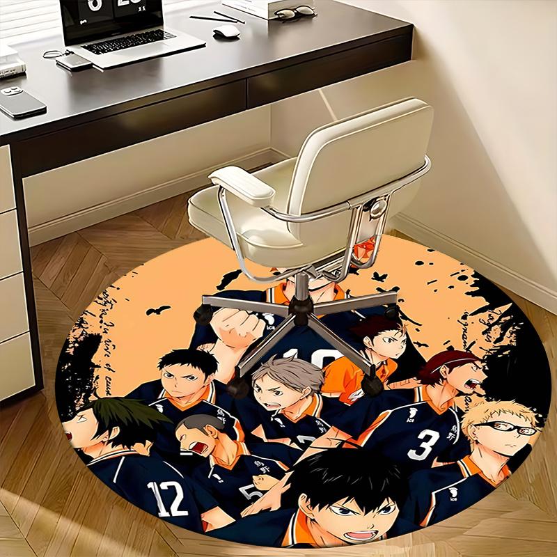 Хайкюу!! Коврик для стула Team Kuroo Круглый ковер-Ковер для офиса, Нескользящий, Подходит для декора гостиных, спален.1205020a