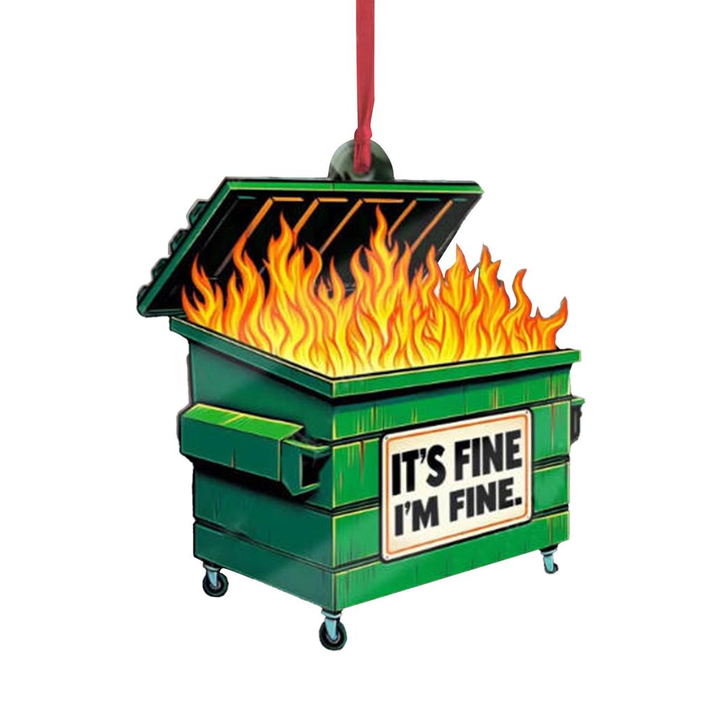 Плоский акриловый 2024 мусорный бак огонь украшения, забавные украшения для дома