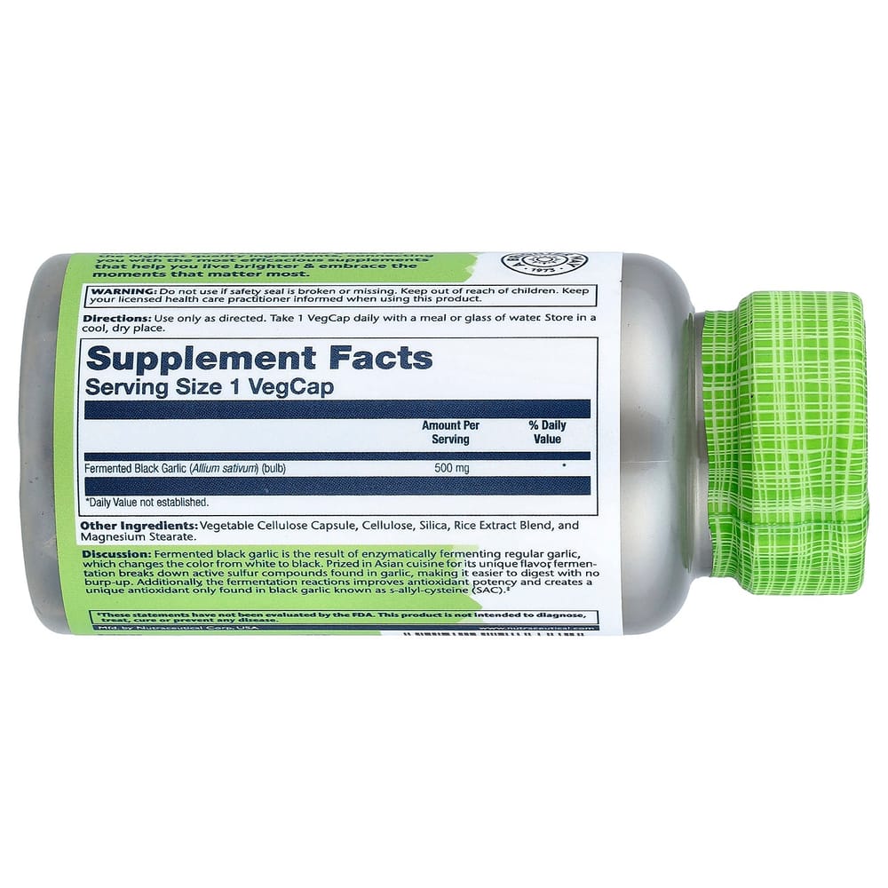 Solaray True Herbs Black Garlic 500mg Veggie Capsules, 50 Count