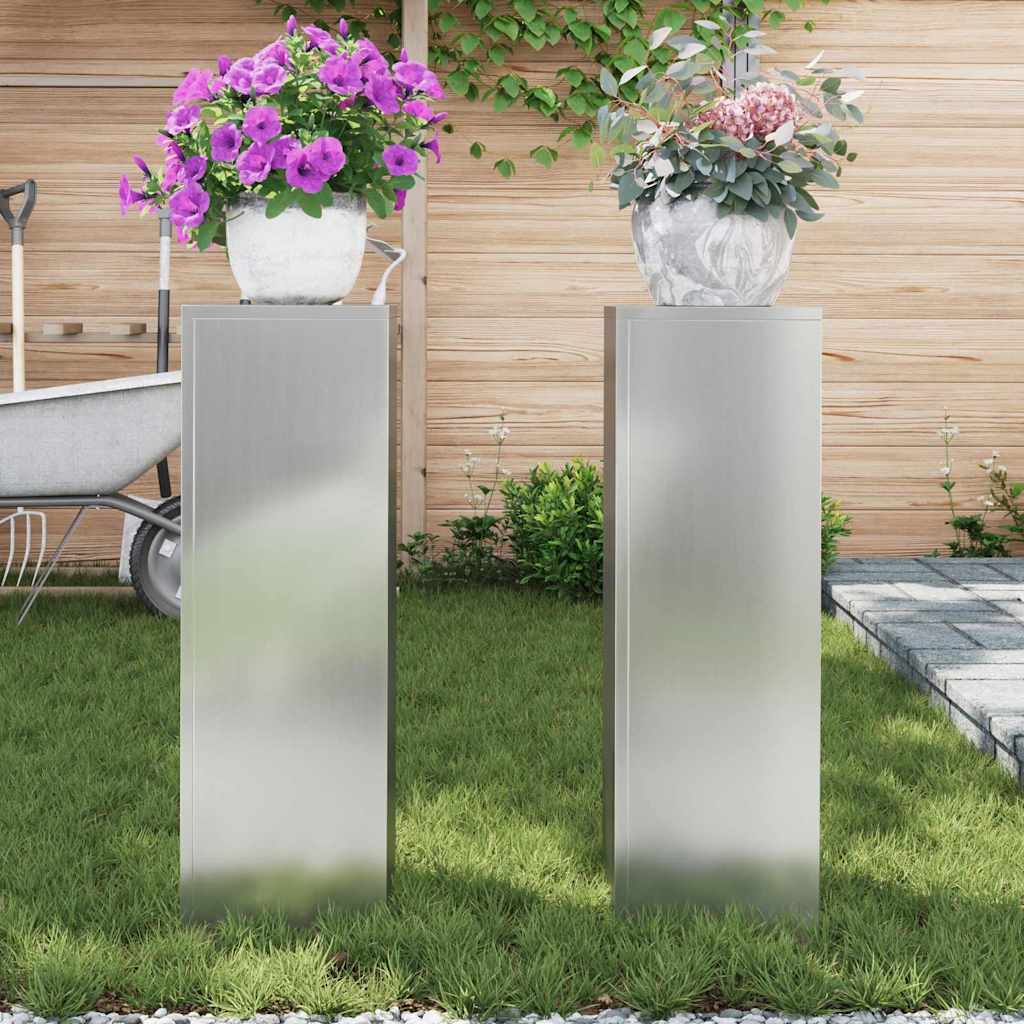 Plant Stand 2 pcs Silver 24 x 24 x 75 cm Galvanized Steel