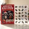 Decorative Raccoon Figures Advent Calendar 24 Days 2D Acrylic Ornament Countdown Hanging Decorations Collectible Cute Pendents for Home Tree,