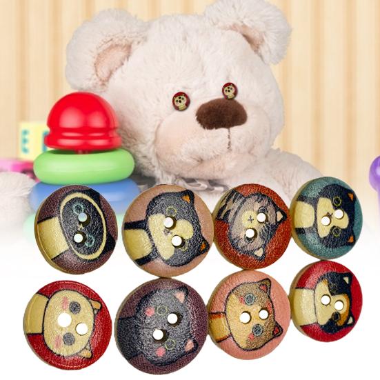 100 шт., деревянные пуговицы с рисунком котенка, сделай сам, швейная рубашка, сумки для скрапбукинга, декор