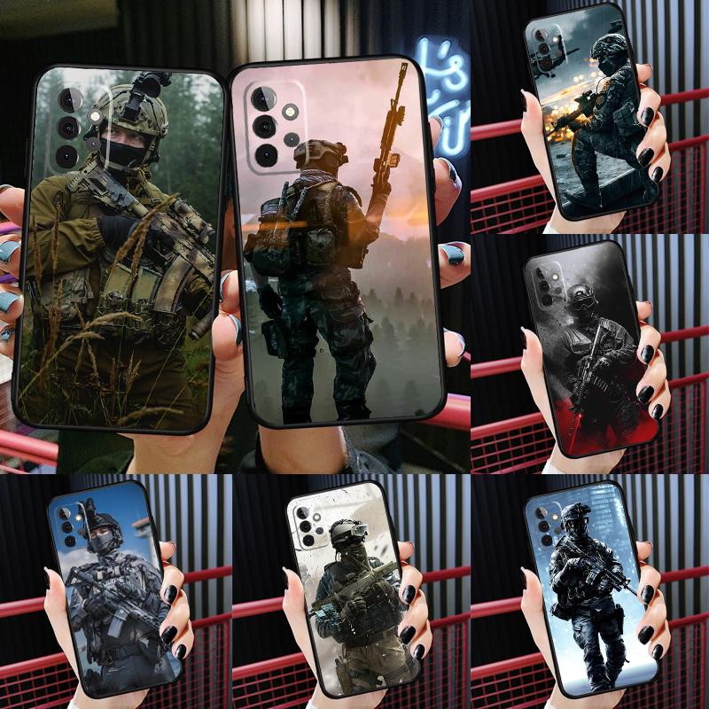 Tactical Swat Gear Pattern Case For Samsung Galaxy A16 A05 A06 A55 A35 A15 A53 A33 A13 A22 A32 A52 A14 A34 A54 Cover