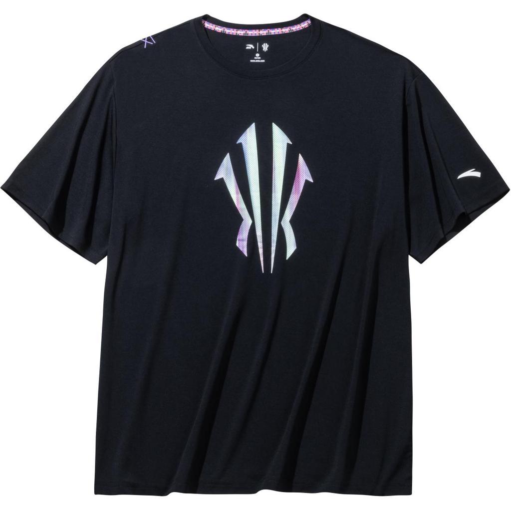 Anta Kyrie Irving Series Letter Round Neck Comfortable Versatile Breathable Short Sleeve T-Shirt Unisex Tops Basic-Black 172431108-4