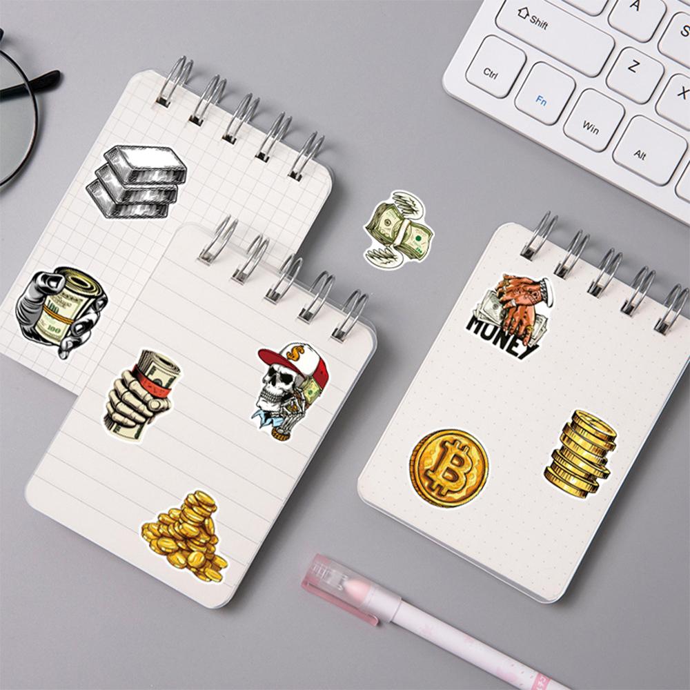 10/30/50pcs Cool Money Dollar Cartoon Graffiti Stickers Funny Decorative Scrapbook Suitcase Phone Waterproof DIY Sticker Packs
