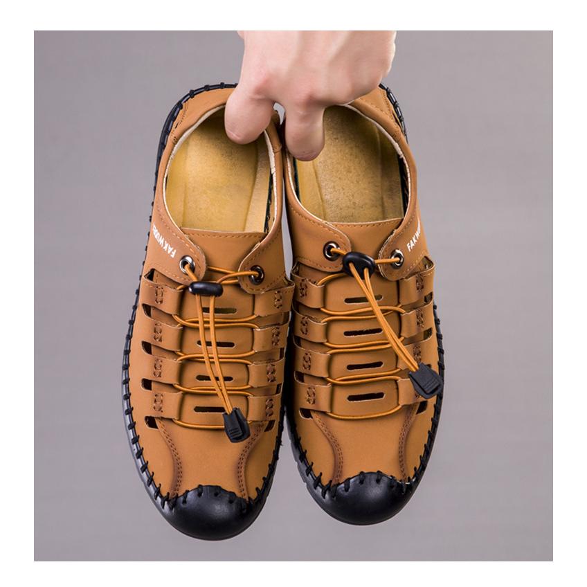 Летние мужские повседневные сандалии, модные дышащие туфли на плоской подошве, деловые кроссовки с мягкой подошвой