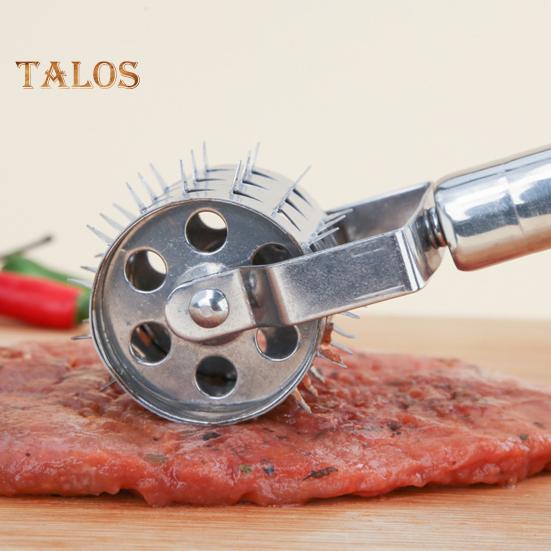 Тендерайзер для мяса, роликовый молоток, лезвие из нержавеющей стали, вращающаяся ручка, кухонный инструмент для стейка, курицы, свинины, говядины, пиццы