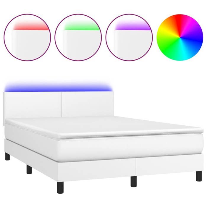Maison Exclusive - Sommier à lattes de lit avec matelas et LED Blanc 140x190 cm