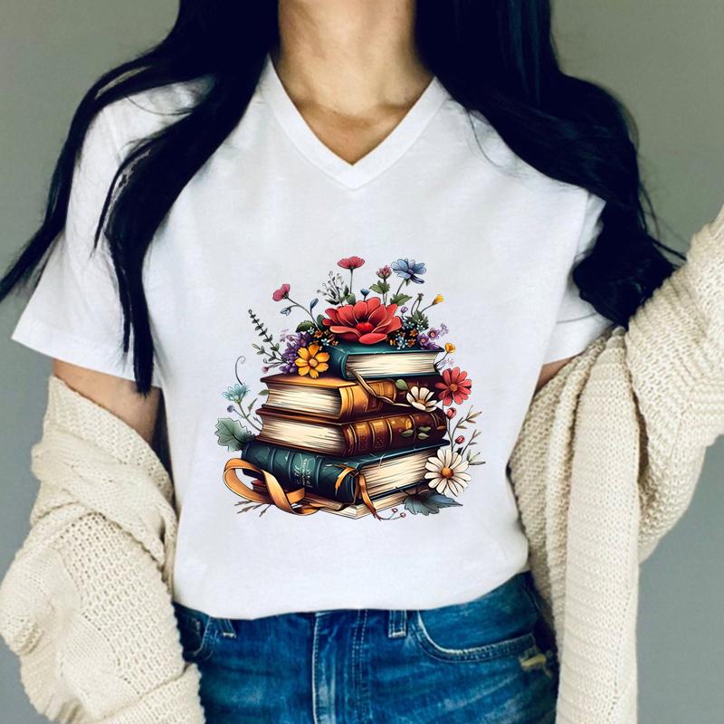 Цветочные Книжные Графические Футболки Женские Винтажные Ретро Принт Классический Топ Любителю Цветов Подарок Летняя Одежда Подарок для Чтения Футболка FeУнисекс