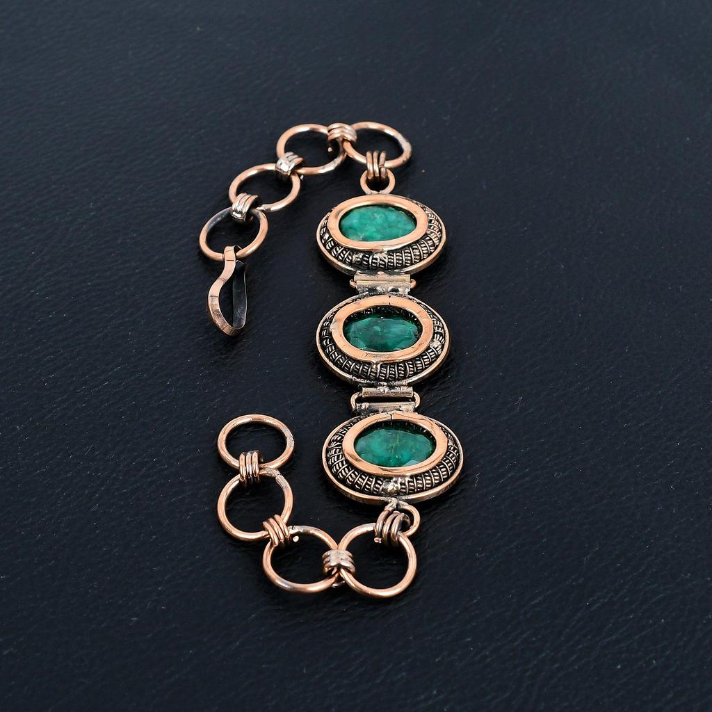 Изумрудный браслет, Ювелирные изделия из драгоценных камней, обернутые медной проволокой 999 пробы, Удивительные ювелирные изделия ручной работы, Подарок для нее
