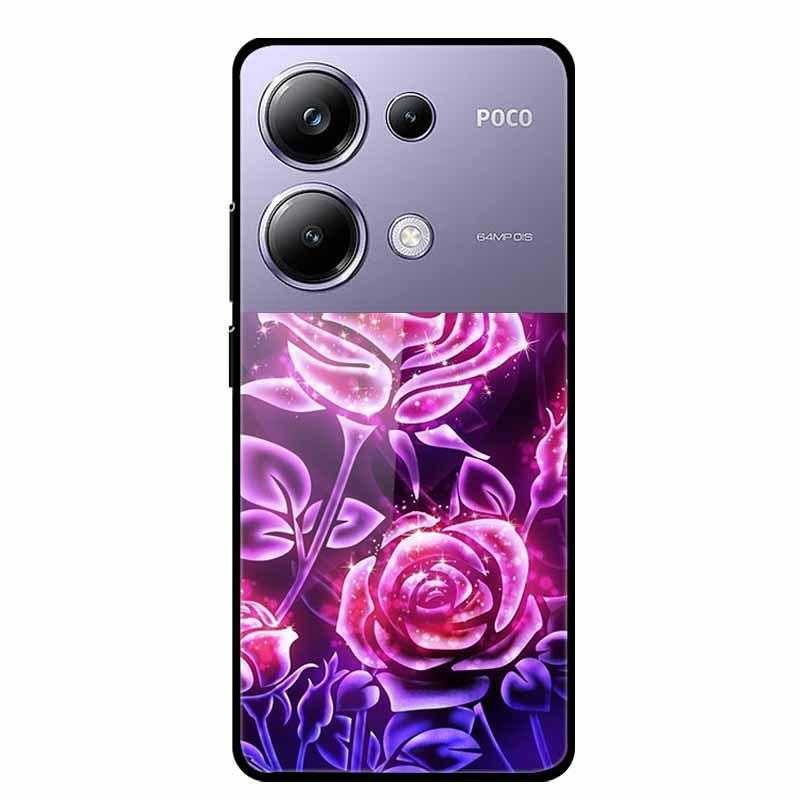 Красочный эстетичный чехол из закаленного стекла для Redmi 12 5G и POCO M6 PRO
