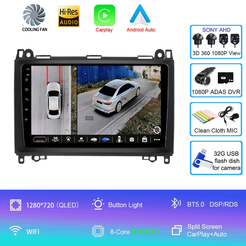 Видеоплеер Android 14 9'' для Mercedes Benz B200 Sprinter W906 W639 AB Class W169 W245 Viano Vito Car Radio Multimedia GPS DVD