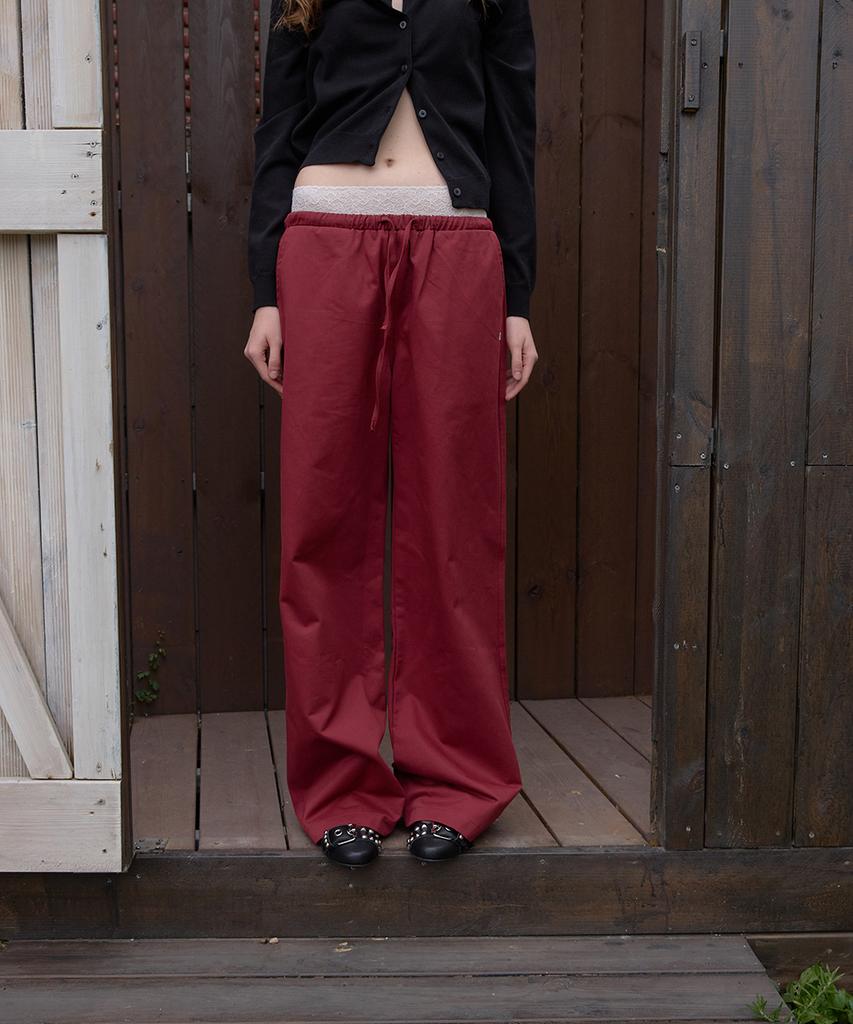 APPAREL ARCHIVE Хлопковые широкие брюки Cove - Бордовый