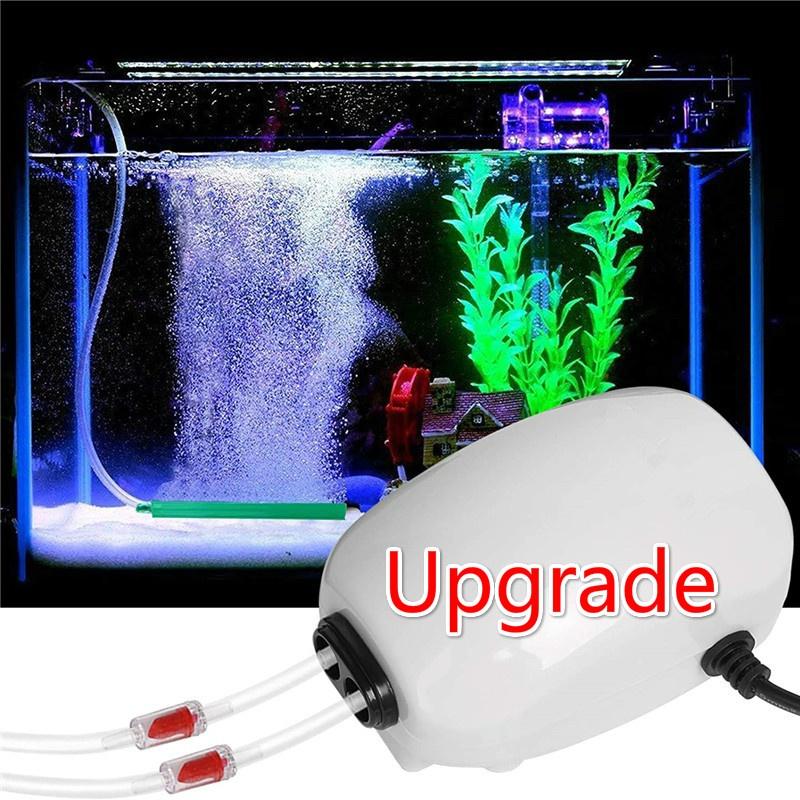 Ультра тихий аквариумный воздушный насос с двойным выходом, аэраторный насос для аквариума с аксессуарами, для резервуара емкостью до 100 галлонов