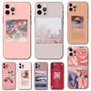 Розовая эстетика Эстетичный чехол для телефона для iphone 5 5s 2020se 6 6s 7 8 plus x 10 XR XS 11 12 13 mini pro MAX черная задняя крышка из ТПУ