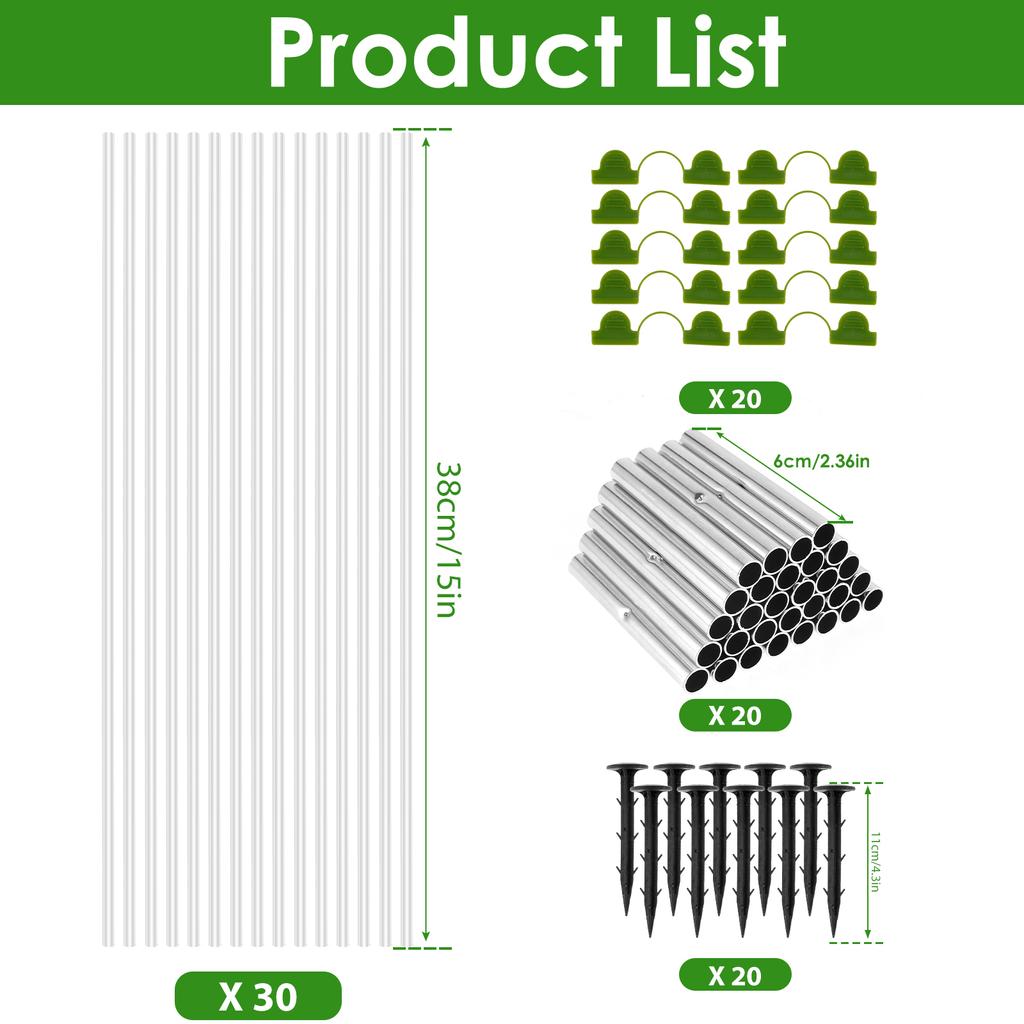 15/36 шт. Набор обручей для теплицы, гибкие стекловолоконные обручи с защитной сеткой, многоразовый туннель для растений, арочный кронштейн для сарая