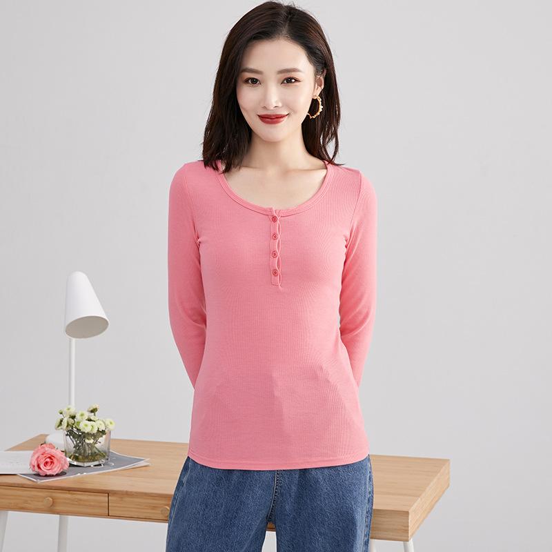 New Women's Fashion Base Top Temperament Women's Slim Fit Round Neck Long Sleeves T-shirt