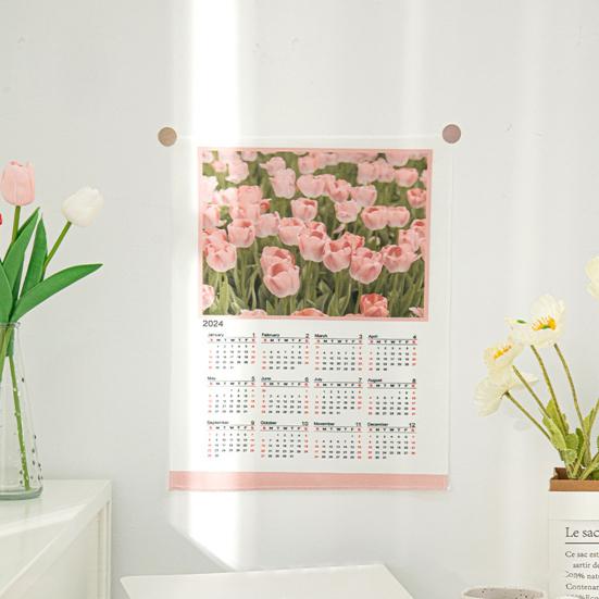 Календарь на 2024 год, подвесной тканевый, мягкий насыщенный цвет, изысканный узор, простая установка, декоративный настенный гобелен, фоновый календарь
