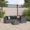 VidaXL Garden Lounge Set 5 Pcs with Cushions Grey Wicker, Outdoor Sofa Set, Garden Corner Sofa, 3308082