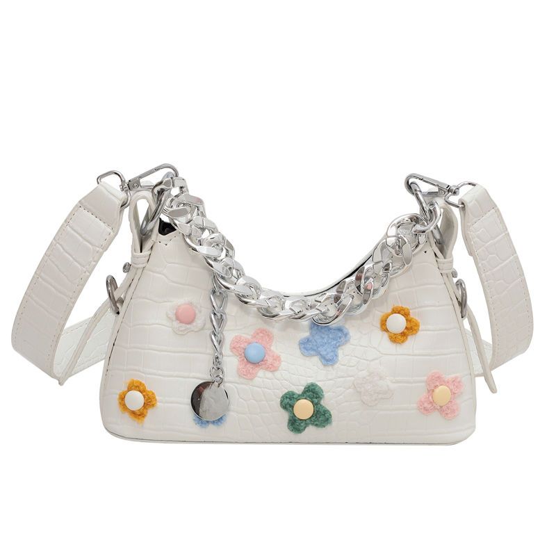 Женская сумка 3D Flower PU Chains Alligator Fashion Универсальная сумка через плечо Сумка через плечо Женская сумка класса люкс