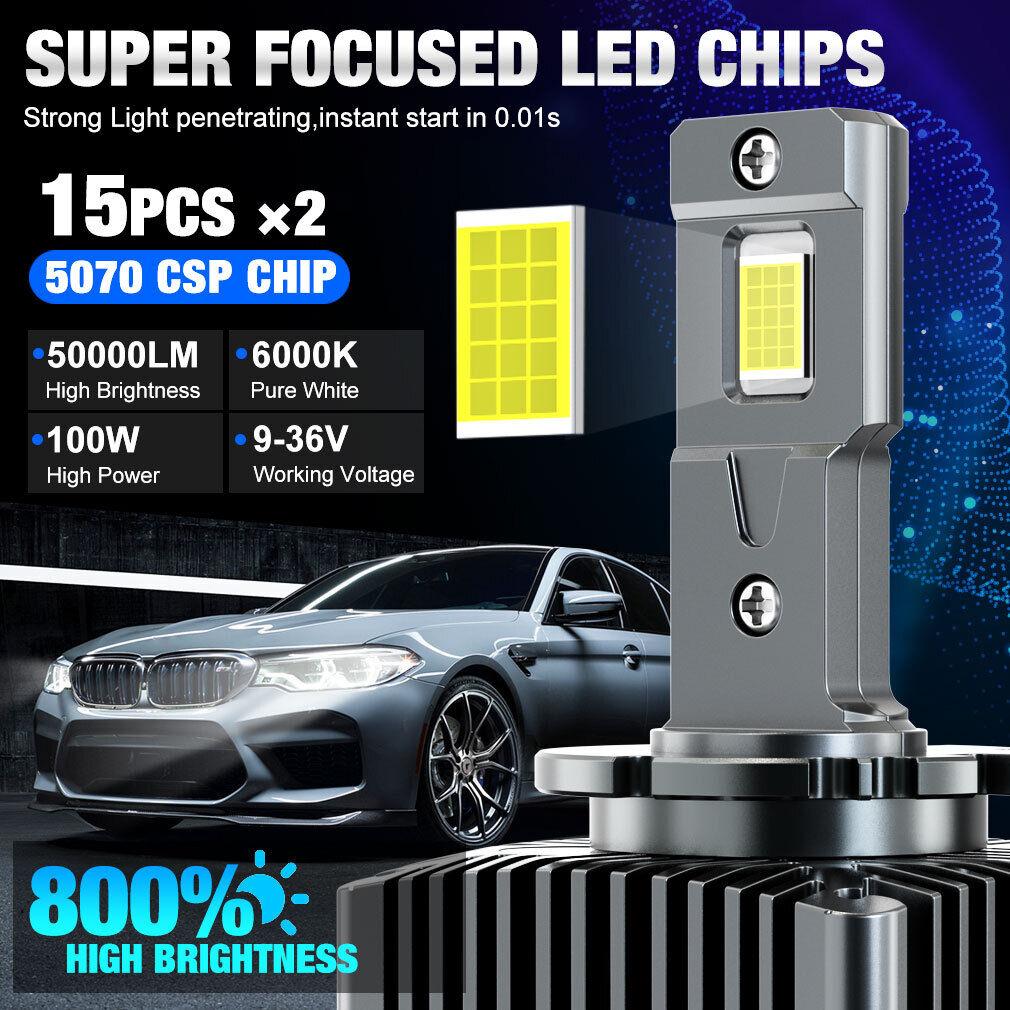 2Pcs 50000Lm D3S LED Headlight Bulbs D1S D2S D4S D8S D1R D2R D3R D4R D8R Turbo LED CSP Lights For BMW Benz Volvo Lamp Canbus 100W Headlamp