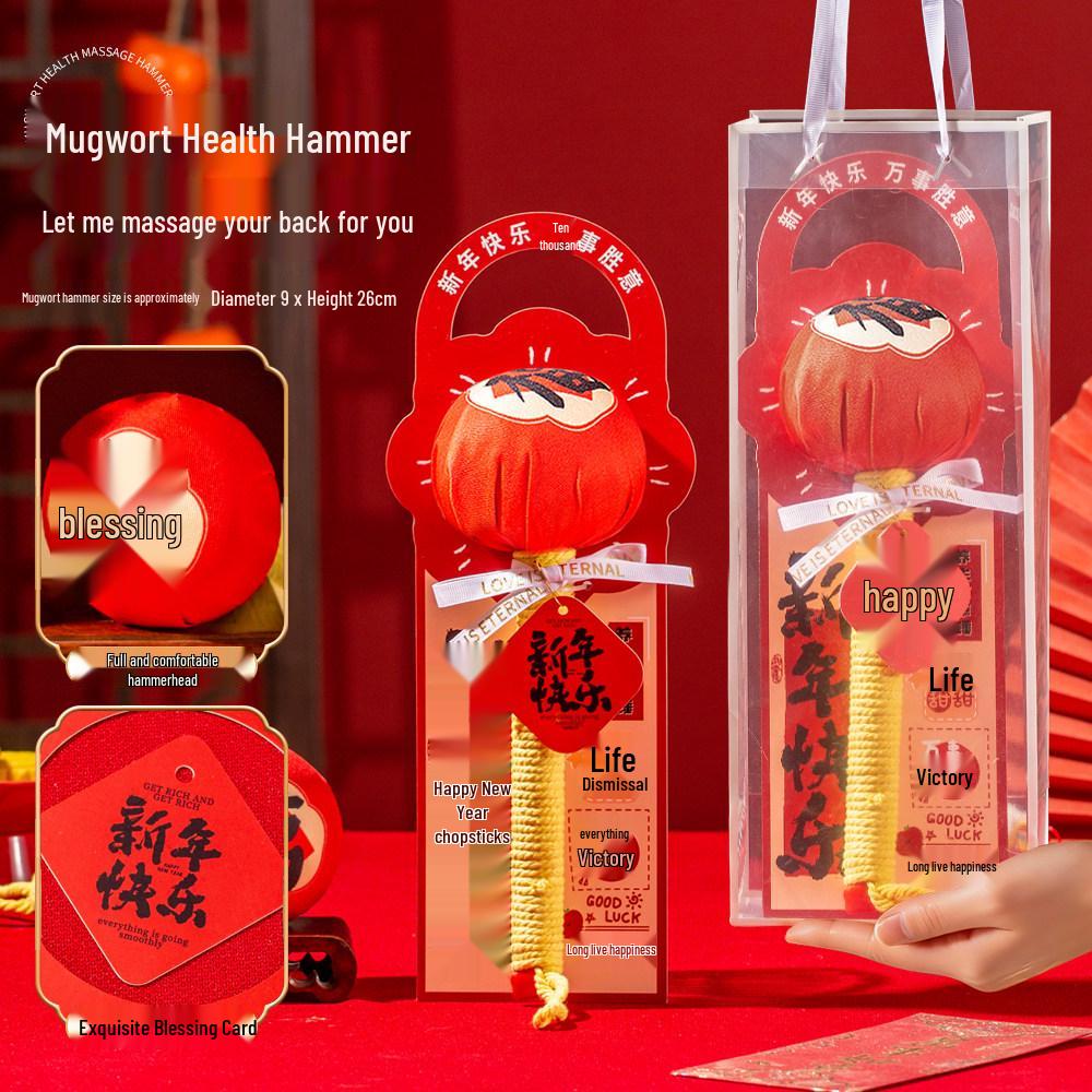 2026 Year of the Horse Mugwort Hammer - New Year's Gift for Elders & Employees, Creative Souvenir for Company Annual Meeting