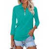 Women's Fashion Casual Lapel 3/4 Sleeve Shirt Women's Button Up Tops