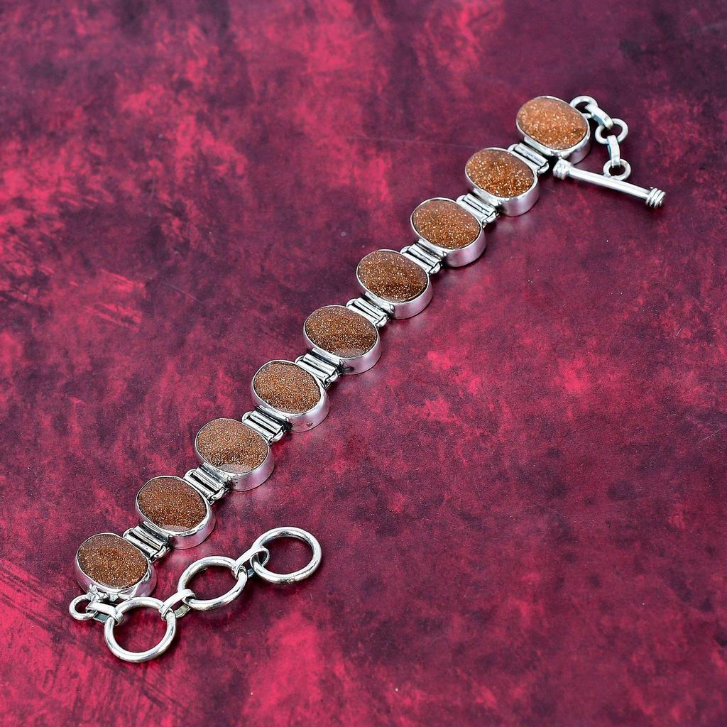 Браслет из стерлингового серебра Sunstone 925 пробы, браслет из драгоценных камней высшего качества, регулируемый браслет-цепочка, ювелирные изделия ручной работы, подарок на годовщину