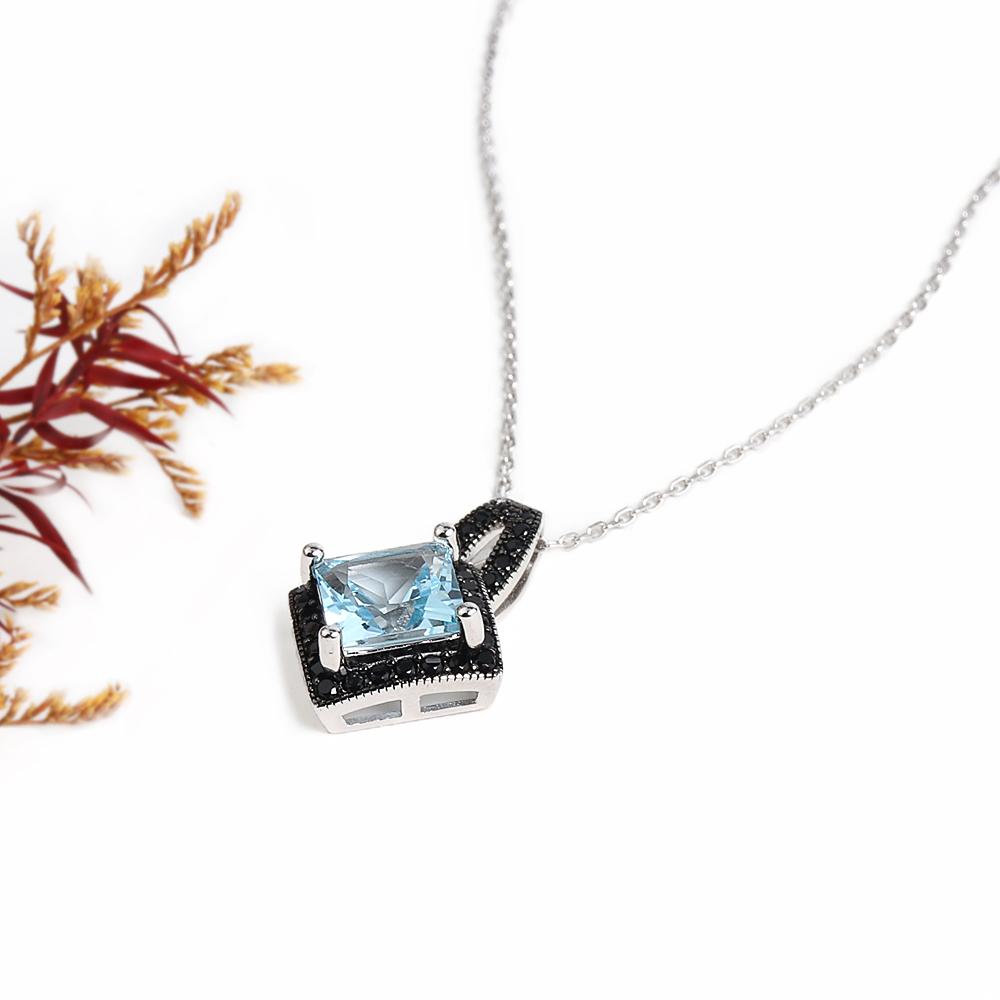 Комплект из серебра 925 пробы: кольцо, серьги, подвеска, ожерелье с натуральным небесно-голубым топазом, набор изящных ювелирных изделий для женщин для повседневной носки и вечеринок