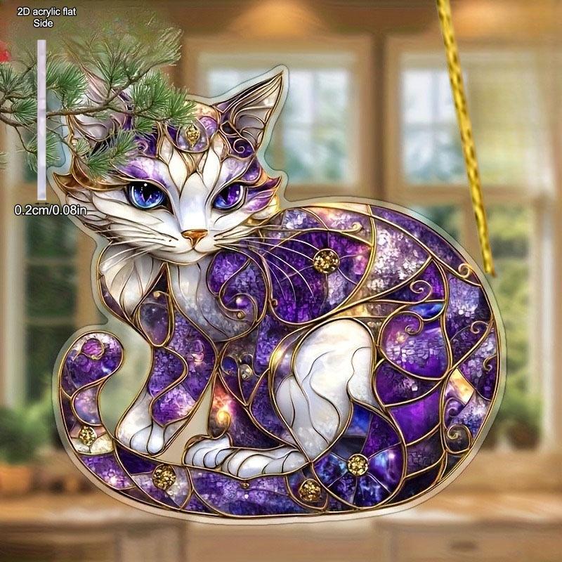 Очаровательная Кошка Декор Настенный Подвеска, Ловец Солнца, Акриловая Гирлянда Знак - Ловящий Свет Декор Окна, Новинка Домашний Декор