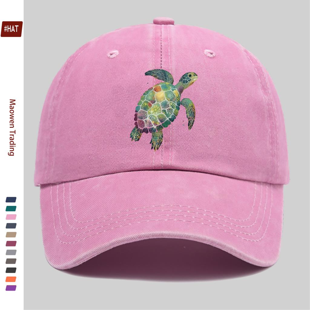 pc Adjustable Trucker Cap Suitable for Men Women Lightweight Vintage Washed Turtle Print Snapback Hat NonElastic Buckle Cl
