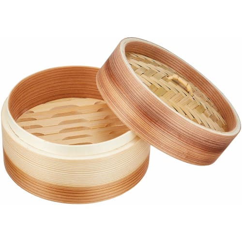 PEARL METAL Chinese Steamer, 15cm, Steamer for Vegetables, Shumai, and Xiaolongbao, Made with Natural Wood and Bamboo, Wanosato H-5712