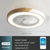 Nordic Smart Ceiling Fans With Light For Living Room Dining Blades Reversable 6 Speed Fans 52cm Fans Lighting 36W Low Floor Fans Lamp