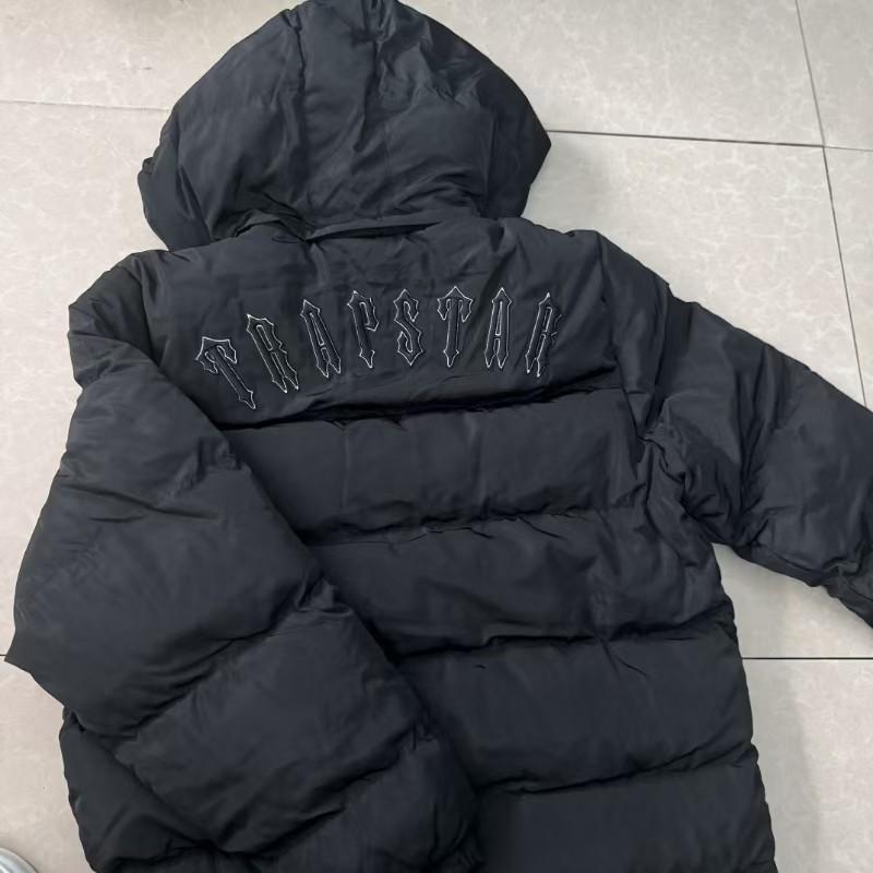 Couple Retro Stand-Up Collar Letter And Small Label Embroidered Zipper Down Warm Jacket