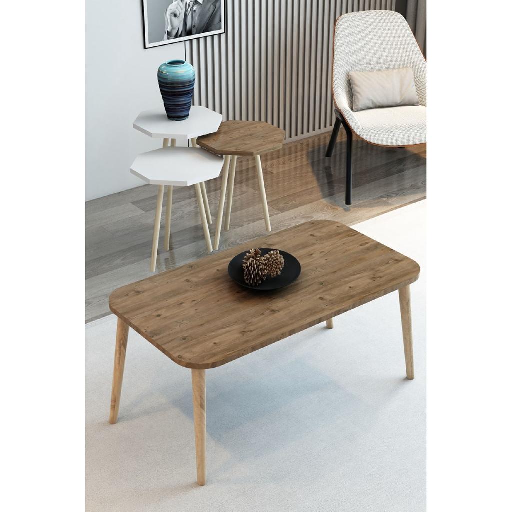 3-х предметный журнальный столик и набор журнальных столиков, восьмиугольный журнальный столик, набор журнальных столиков с деревянной ножкой и грабом