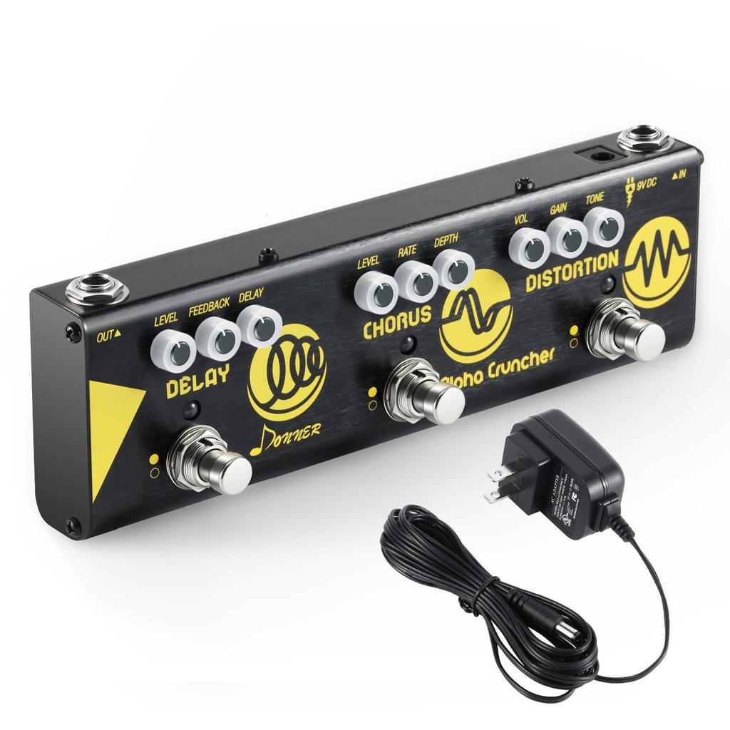 Donner Multi Effector for Guitar Alpha Cruncher 3 Effects Digital Circuit Compact "Delay, Chorus, Distortion"