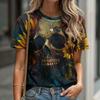 Women's Skeleton Casual Sports T-shirt Summer Round Neck Short Sleeve Fashionable Lightweight Women Shirt