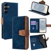 For Samsung Galaxy S25 Case RFID Blocking Color Splicing PU Leather Wallet Phone Cover
