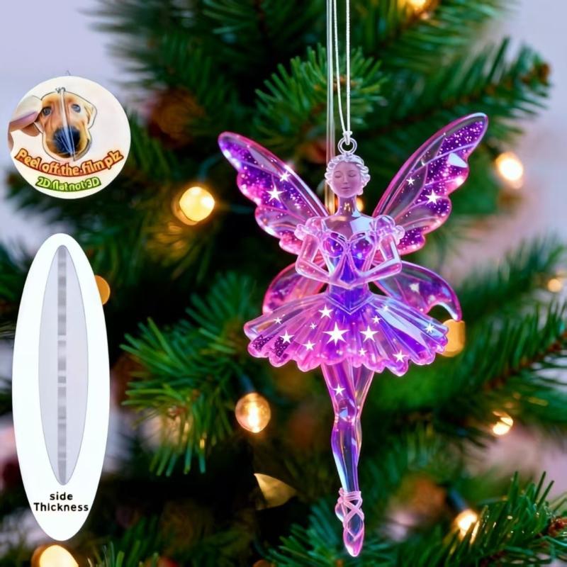 Блестящие 2D акриловые подвески Балерина Симуляция Рождественские елочные подвески Подвеска-шарм для зеркала заднего вида автомобиля Украшение Орнаменты