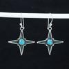 Серьги в форме звезды из натурального бирюзового камня, серьги из стерлингового серебра 925 пробы, серьги-подвески из серебра ручной работы в стиле бохо, подарок на помолвку