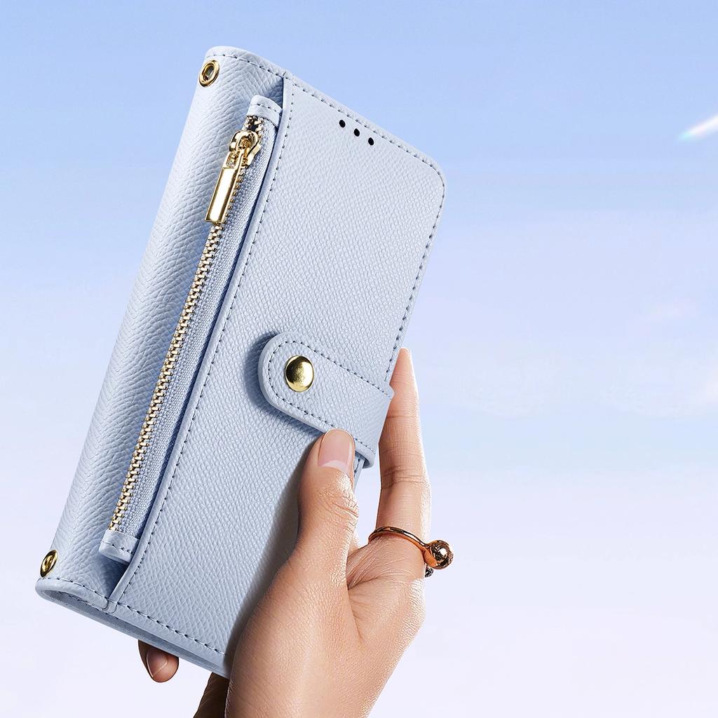 Etui skórzane Dux Ducis Lawa na iPhone 15 Pro - niebieskie