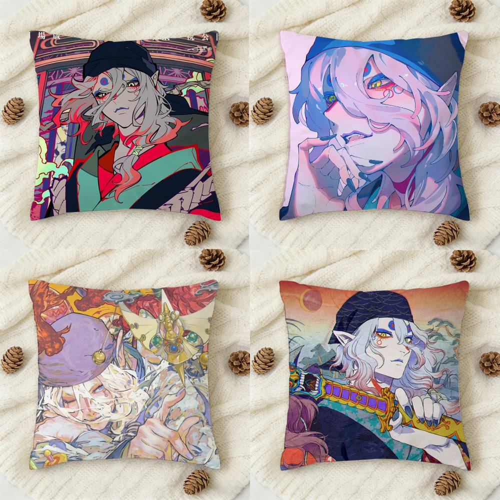 Anime MMononoke Doublesided Printed Square Decorative Cushion Cover for Sofa Living Room Home Decor