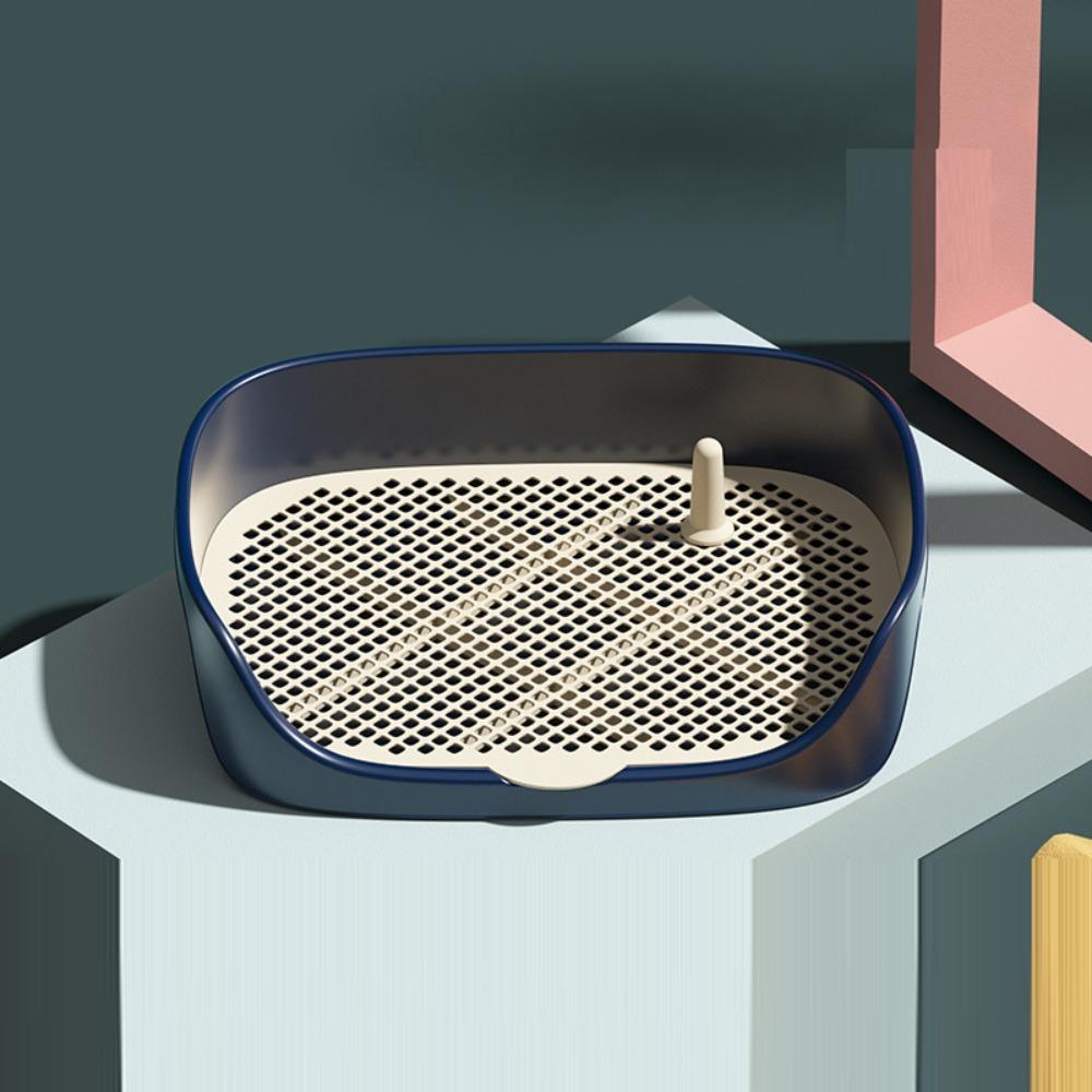 Пластиковый лоток для туалета для собак с высоким бортиком и столбиком, тренировочный туалет для питомцев, предотвращает разбрызгивание, сетчатая решетка, держатель для пеленок для собак