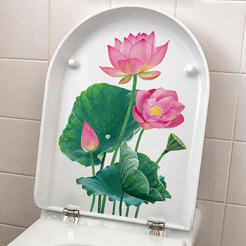 Изысканный ручной росписью лист лотоса Lotus мультфильм наклейки на сиденье для унитаза домашний декор Наклейка на стену самоклеющиеся наклейки для унитаза