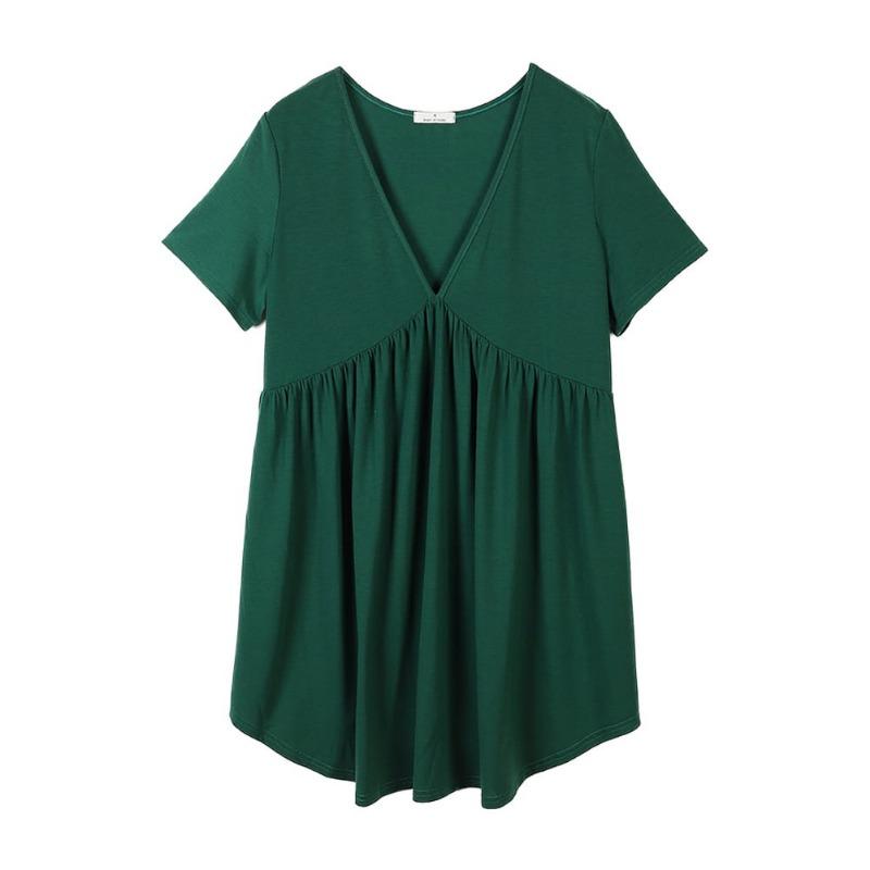 Летняя ночная рубашка большого размера, женская домашняя одежда, пижамы с короткими рукавами, v-образным вырезом, ночные рубашки большого размера