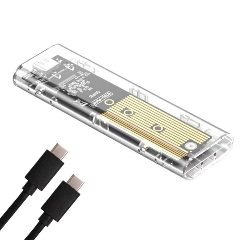 Два протокола Корпус для твердотельного диска Прозрачный USB3.2 USB C 10 Гбит/с PCIE Внешний корпус для твердотельного диска для 2230-2280 Коробка для жесткого диска