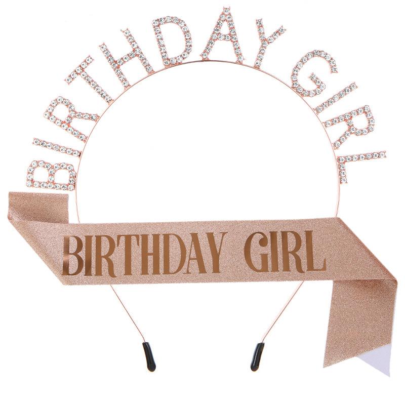 European and American Fashion Birthday Party Girl Headband Belt BIRTHDAY GIRL Headband Headdress Shoulder Strap Etiquette Belt