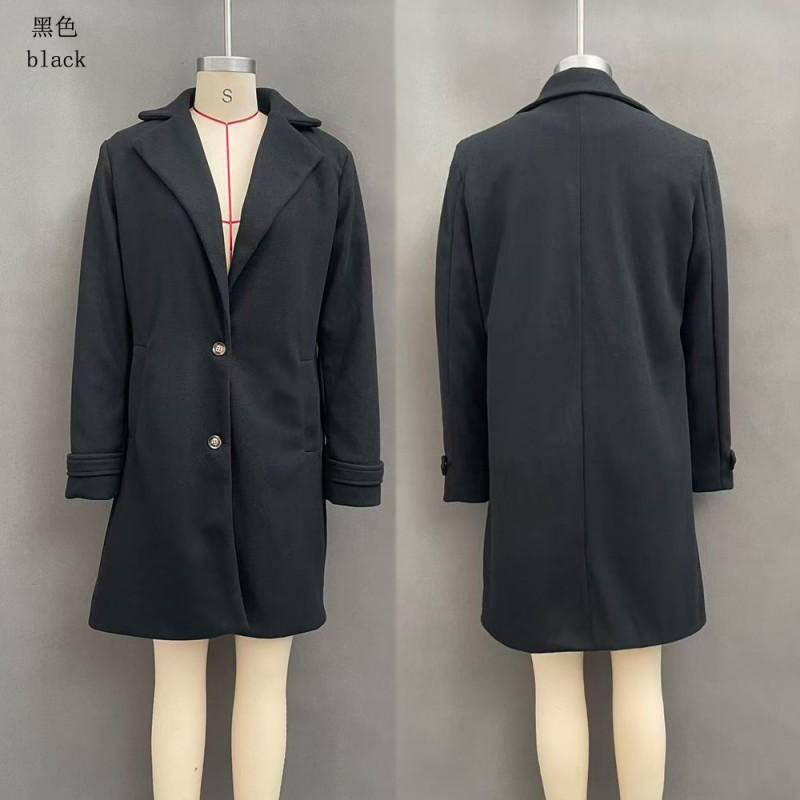 Womens Vintage Plaid Mid-Length Collared Coat Casual Winter Outerwear